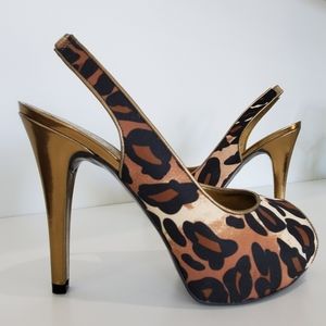 Animal print slingback heels